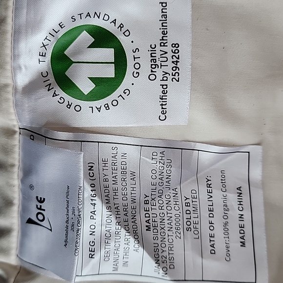 LOFE 20" x 26" Buckwheat Pillow Adjustable Filling Organic Cotton Cover - Picture 4 of 9